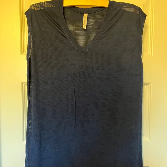 Blue Shambhala Top with slit back (see photo) & V-neck front in Large - Picture 1 of 3